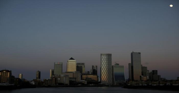 FILE PHOTO: General view of the Canary Wharf financial district in London