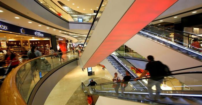 General view inside of shopping mall 'Pasing Arcaden' in Munich