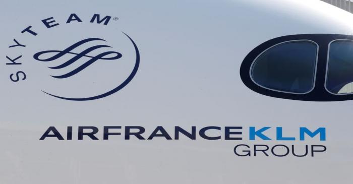 FILE PHOTO: The logo of Air France KLM Group is pictured on an Airbus A350