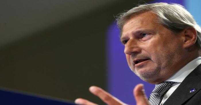 European Commissioner for Budget and Administration Johannes Hahn holds a news conference in