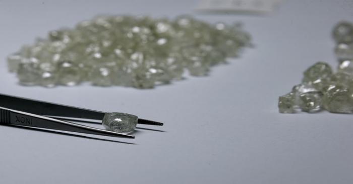 FILE PHOTO: Diamonds are displayed during a visit to the De Beers Global Sightholder Sales