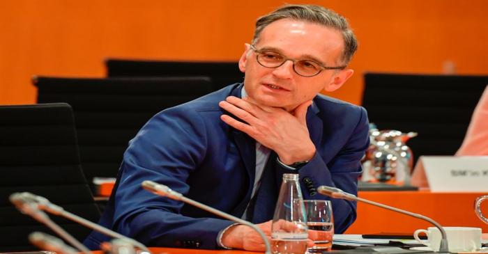 German Foreign Minister Heiko Maas gestures at the weekly cabinet meeting at the Chancellery