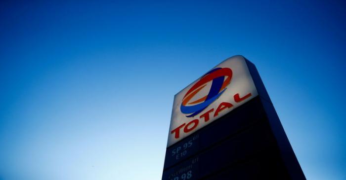 FILE PHOTO: The logo of French oil and gas company Total is seen in a petrol station in Paris
