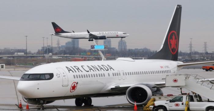 FILE PHOTO: An Air Canada Boeing 737 MAX 8 from San Francisco approaches for landing at Toronto