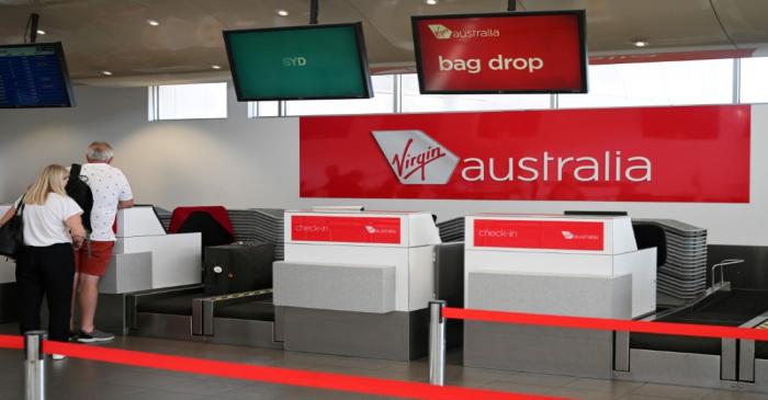 FILE PHOTO: A Virgin Australia Airlines counter at Kingsford Smith International Airport in