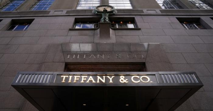 FILE PHOTO: A Tiffany & Co logo is seen outside the store on 5th Ave in New York