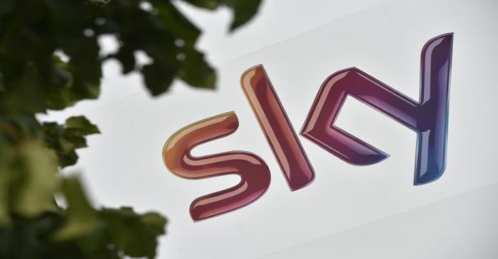 A British Sky Broadcasting Group (BSkyB) logo is seen at the company's UK headquarters in west