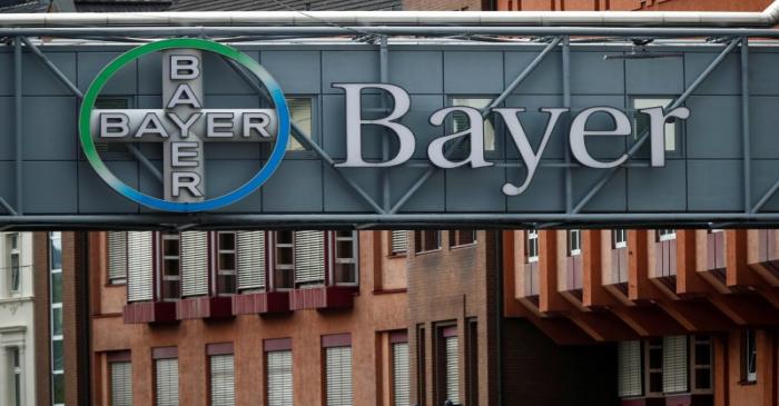 FILE PHOTO: Logo of Bayer AG at a plant of the German pharmaceutical and chemical maker in
