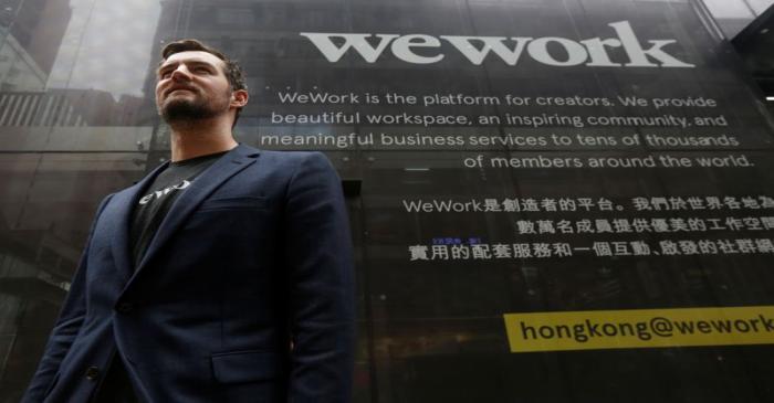 Miguel McKelvey, WeWork co-founder and Chief Creative Officer, poses outside WeWork Hong Kong