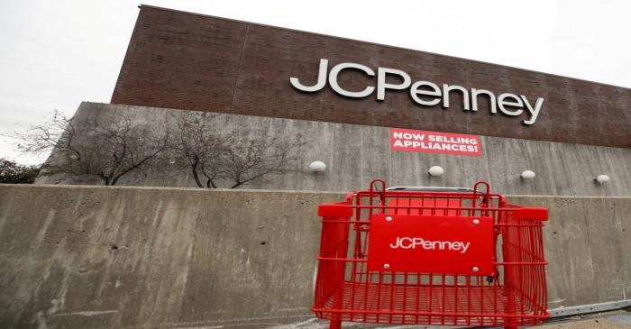 FILE PHOTO: An empty shopping cart sits in front of the J.C. Penney department store in North
