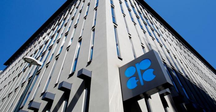 FILE PHOTO: The logo of the Organisation of the Petroleum Exporting Countries (OPEC) sits