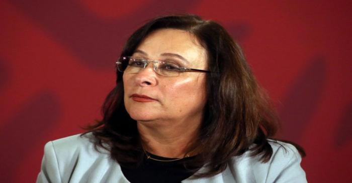 Mexico's Energy Minister Rocio Nahle  attends a news conference at the National Palace in