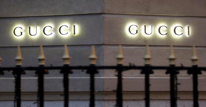 FILE PHOTO: Gucci signs are seen outside a shop in Paris
