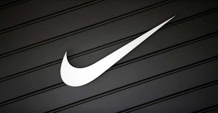 Dow Jones Industrial Average listed company Nike (NKE)'s logo is seen in Los Angeles