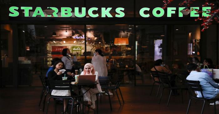 Customers dine in a Starbucks store, amid the coronavirus disease (COVID-19) outbreak in