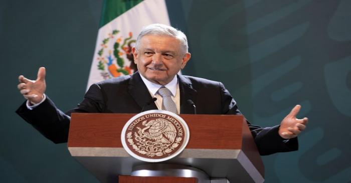 FILE PHOTO: Mexico's President Andres Manuel Lopez Obrador speaks during a news conference in