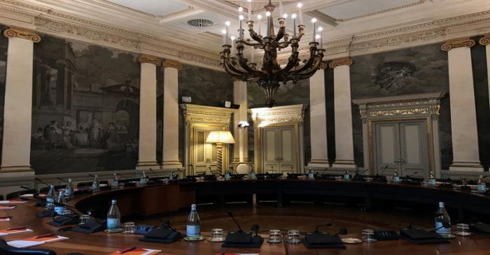 The boardroom of the UBI Banca's Milan offices, where CEO Victor Massiah worked during the