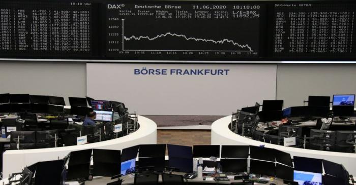 The German share price index DAX graph is pictured at the stock exchange in Frankfurt