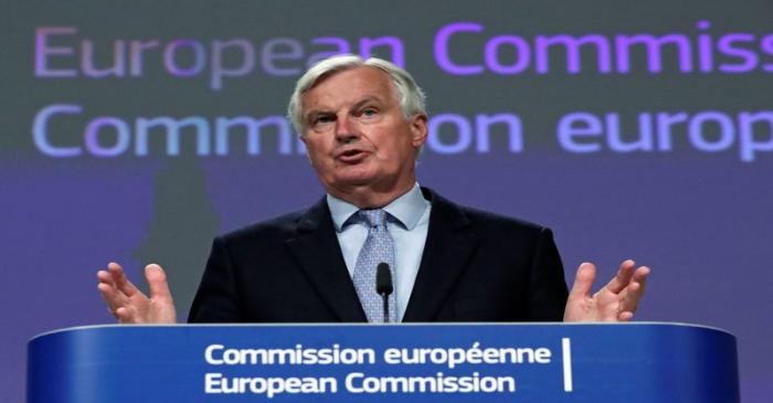 FILE PHOTO: EU's Brexit negotiator Michel Barnier gives a news conference after Brexit