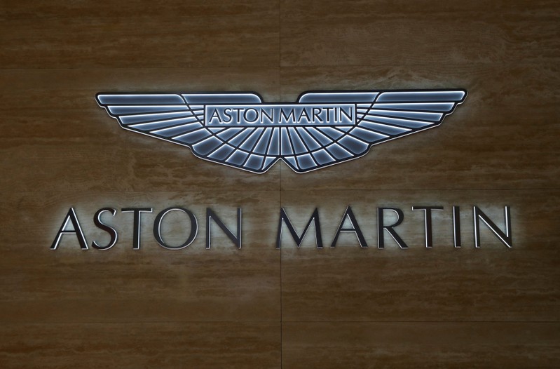 FILE PHOTO: An Aston Martin logo is pictured during the 88th Geneva International Motor Show