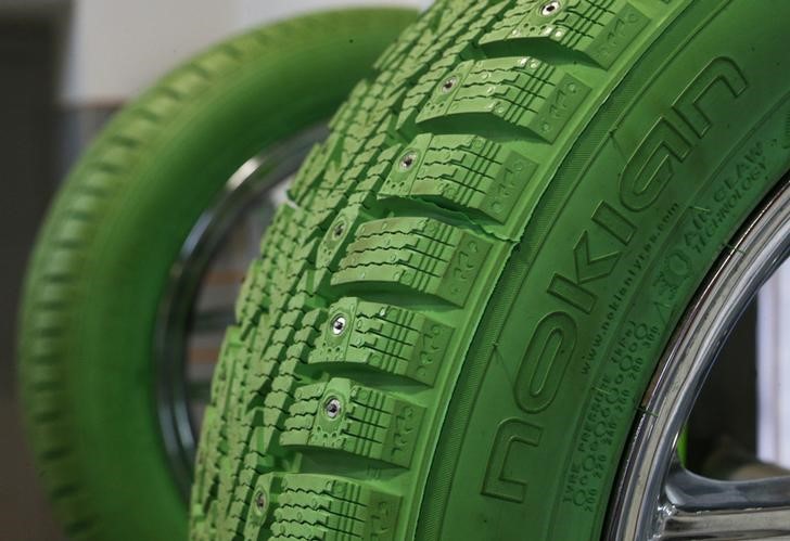 Nokian tyres are stored at a tyre assembling centre and shop in Moscow
