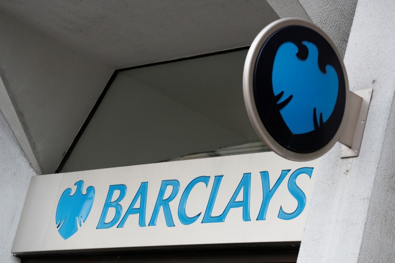 FILE PHOTO: A Barclays sign is seen outside a branch of the bank in London