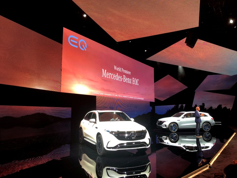 FILE PHOTO: The first fully electric Mercedes car EQC is seen at a presentation in Stockholm