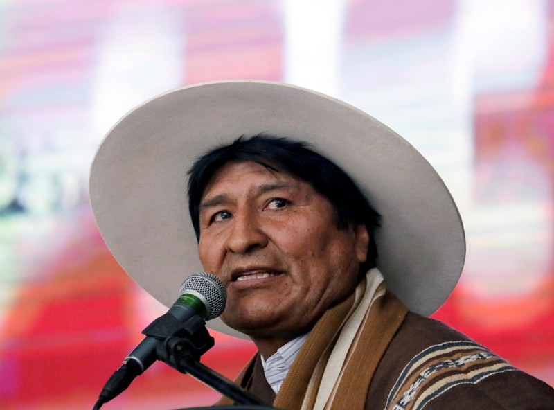Bolivia's President Evo Morales speaks during a ceremony in Oruro