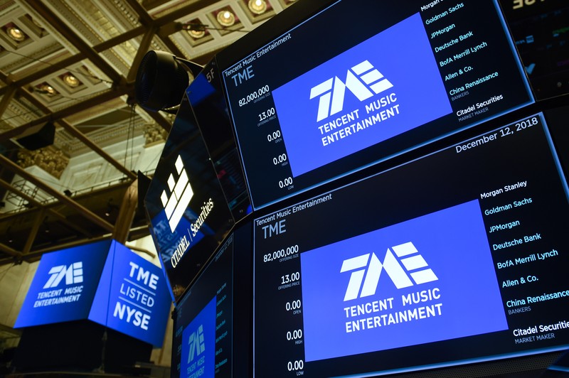 Tencent Music Entertainment celebrates the company's IPO on the floor of the NYSE in New York