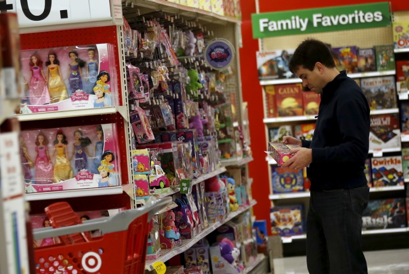 A shopper looks at a toy during Black Friday Shopping at a Target store in Chicago