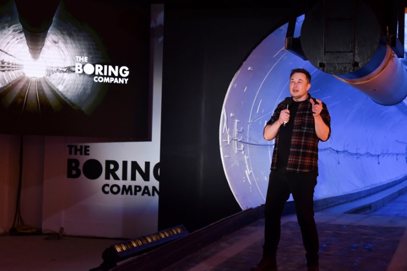 The Boring Company unveils first test tunnel of their transporation system in Hawthorne,