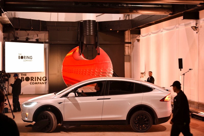The Boring Company unveils the first test tunnel of their transporation system in Hawthorne,
