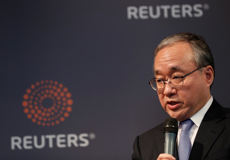 Japan's Vice Finance Minister Shigeaki Okamoto speaks at a Reuters Newsmaker event in Tokyo