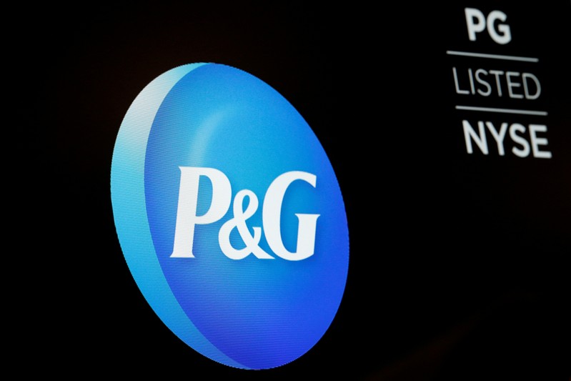 FILE PHOTO: The logo for Procter & Gamble Co. is displayed on a screen on the floor of the NYSE