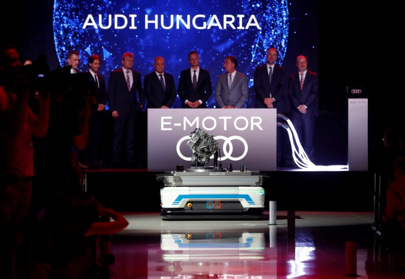 FILE PHOTO: Electric engine is seen during the launch ceremony of Audi electric engines at the