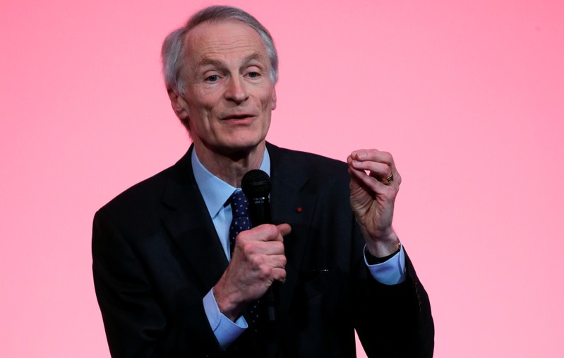 Jean-Dominique Senard, Michelin tyre maker CEO, delivers a speech during the Michelin Guide