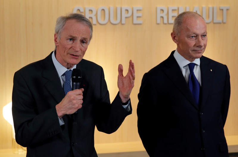 Jean-Dominique Senard, newly-appointed Chairman of Renault, and Thierry Bollore,