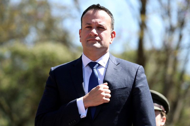 FILE PHOTO: Ireland's Prime Minister (Taoiseach) and Defence Minister Leo Varadkar stands for