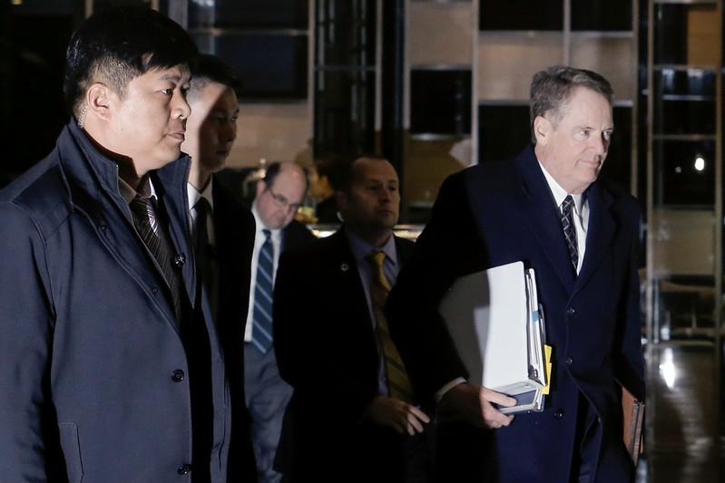 U.S. trade representative Robert Lighthizer arrives to a hotel after a meeting with Chinese