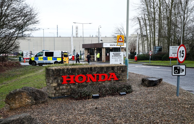 General view of the entrance to the Honda car plant in Swindon
