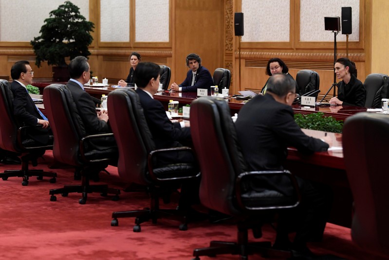 New Zealand Prime Minister Jacinda Ardern meets with Chinese Premier Li Keqiang at the Great