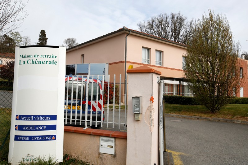 French gendarmes stand at the entrance of the 