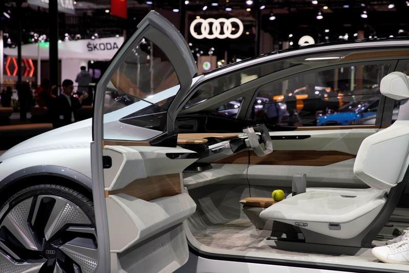 The interior of the Audi's new concept AI: ME with automated driving system is presented during
