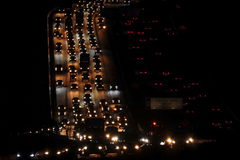 FILE PHOTO: Traffic travels along interstate 5 past Solana Beach, California
