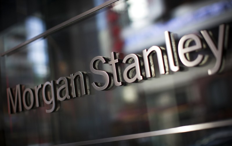 The corporate logo of financial firm Morgan Stanley is pictured on the company's world
