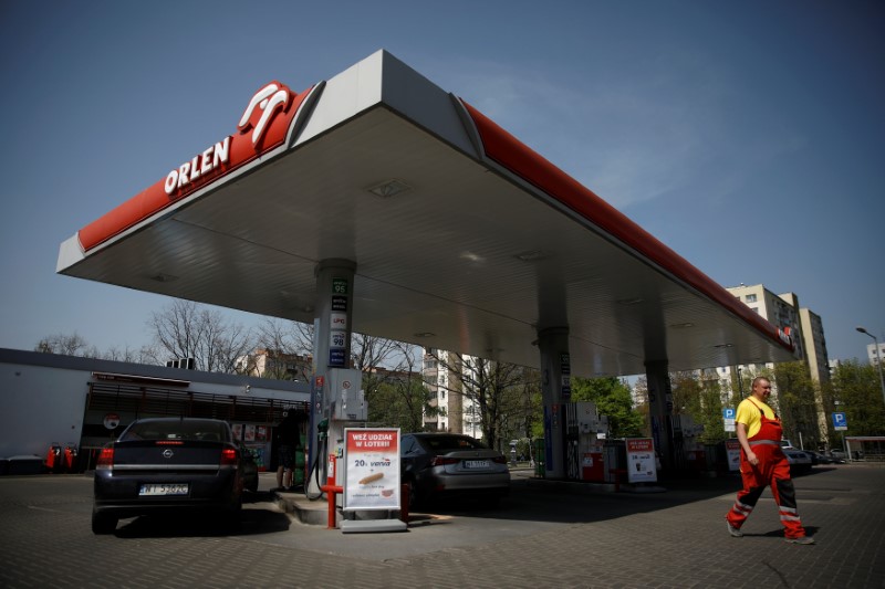 Petrol station of PKN Orlen, Poland's top oil refiner, is pictured in Warsaw