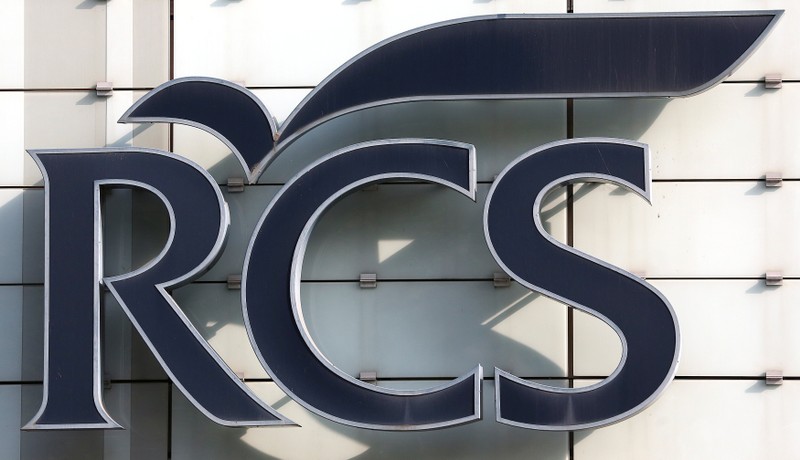 FILE PHOTO: RCS MediaGroup S.p.A. logo is seen outside the headquter in Milan