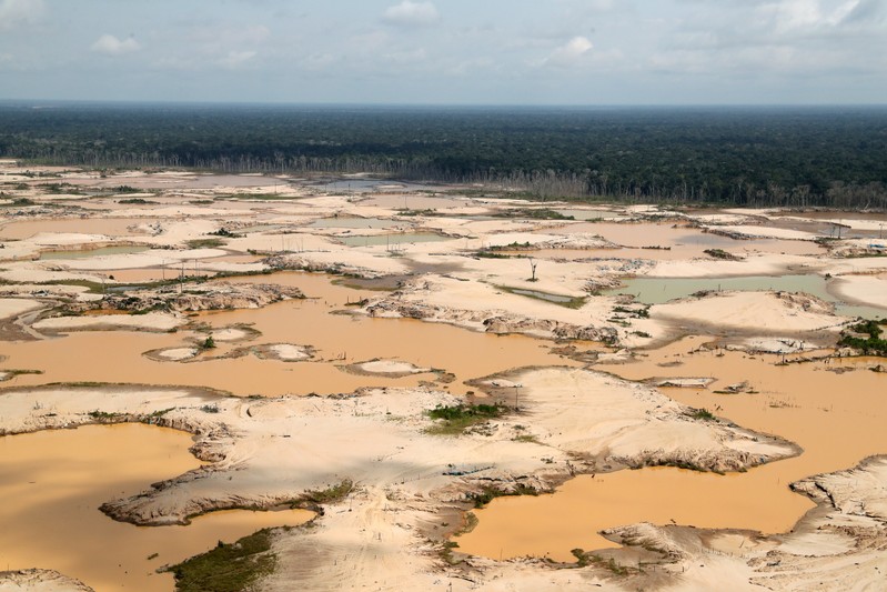 FILE PHOTO: An aerial view shows a deforested area of the Amazon jungle in southeast Peru