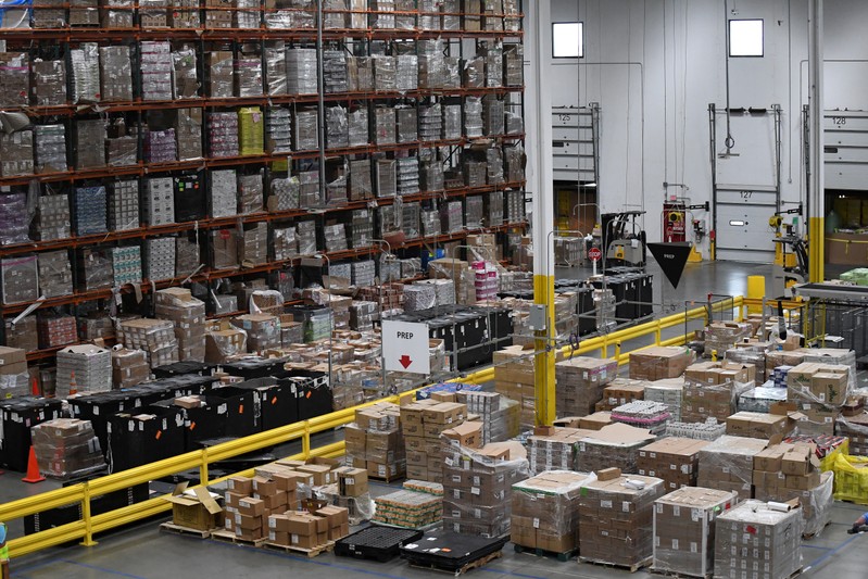 FILE PHOTO: Products seen at the Amazon fulfillment center in Baltimore