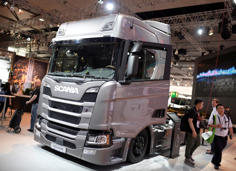 FILE PHOTO: Truck of Swedish company Scania is pictured in Hanover, Germany